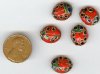 5 14x12mm Red Cloisonné Ladybugs